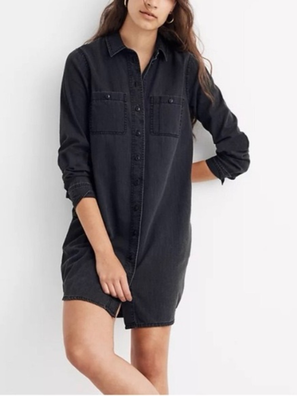 Madewell Black Denim Shirt Dress